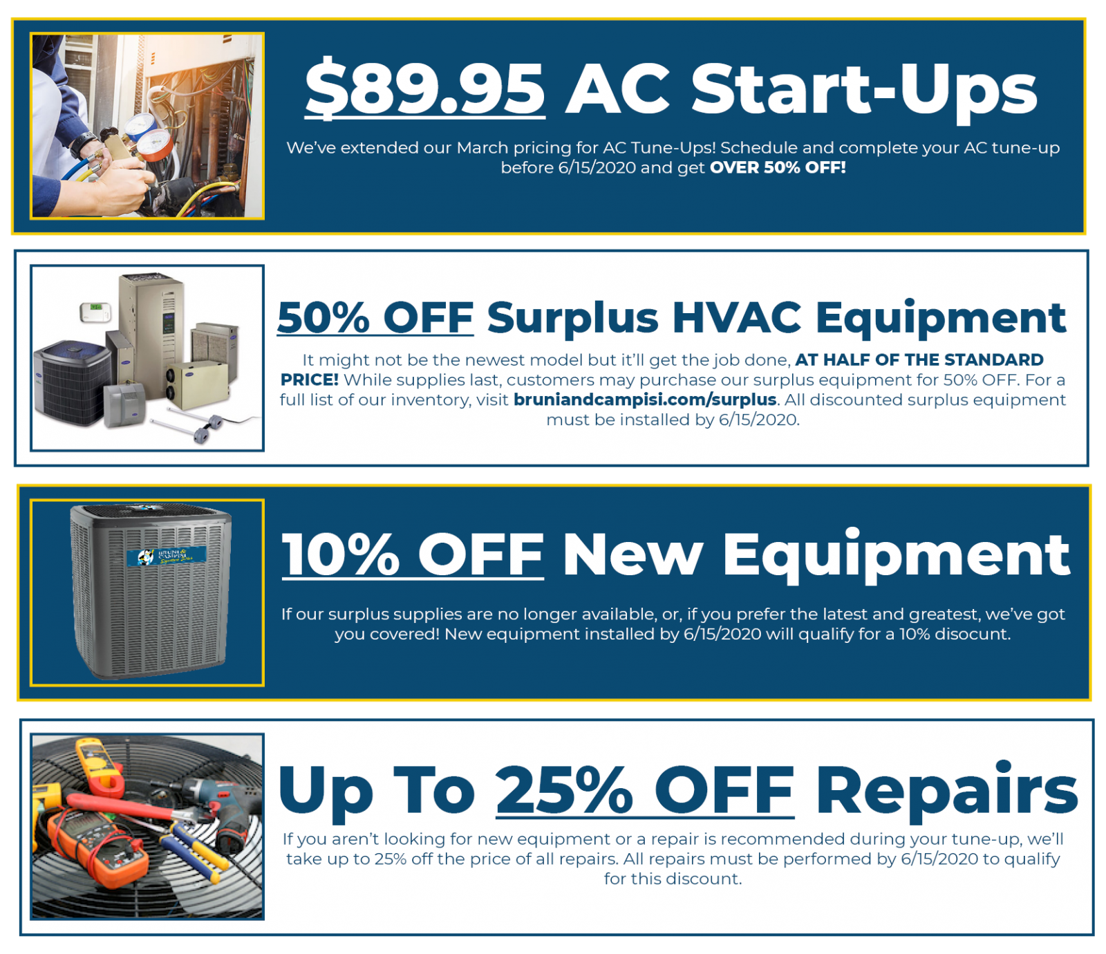 special offers on repairs and new HVAC equipment