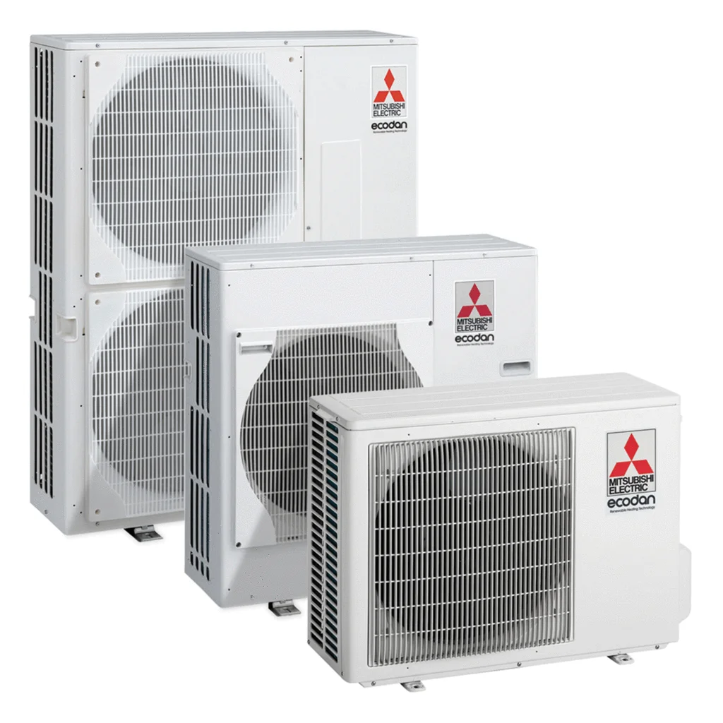 three air source heat pumps